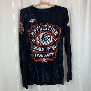 Affliction garage made motors long sleeve thermal shirt medium